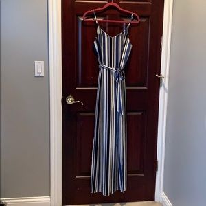 Blue, White, and Black Striped Jumpsuit